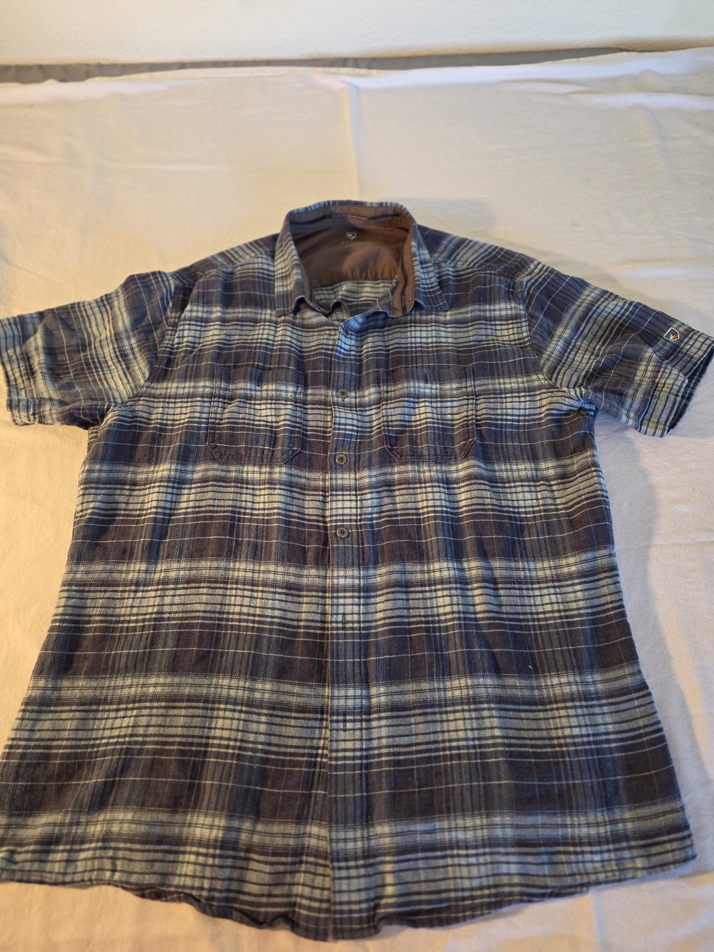 Kuhl Men's Blue Plaid Short Sleeve Button-Up Shirt